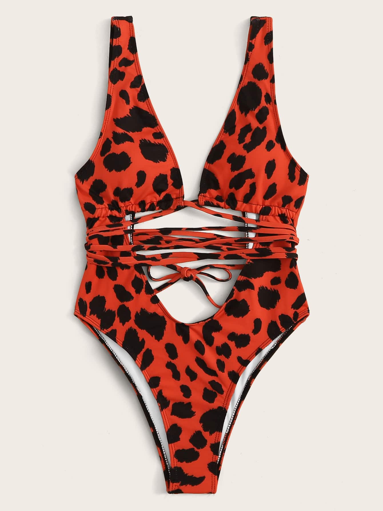 Leopard Plunge Neck One Piece Swimsuit – Leaky Fashion
