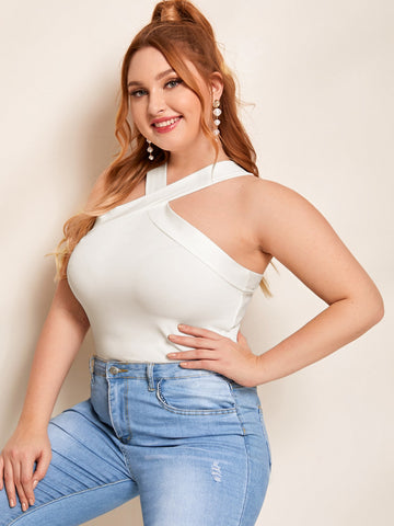 Plus Size Crisscross Halter Top