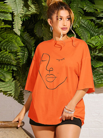 Drop Shoulder Figure Graphic Oversized Tee