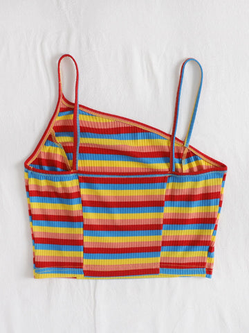 Rainbow Striped Asymmetrical Cami Top