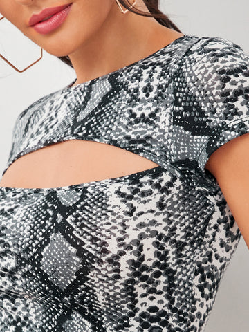 Open Front Snakeskin Crop Top