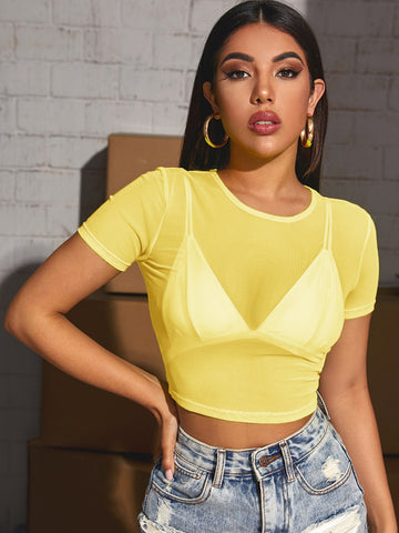 Mesh Crop Top Without Bra